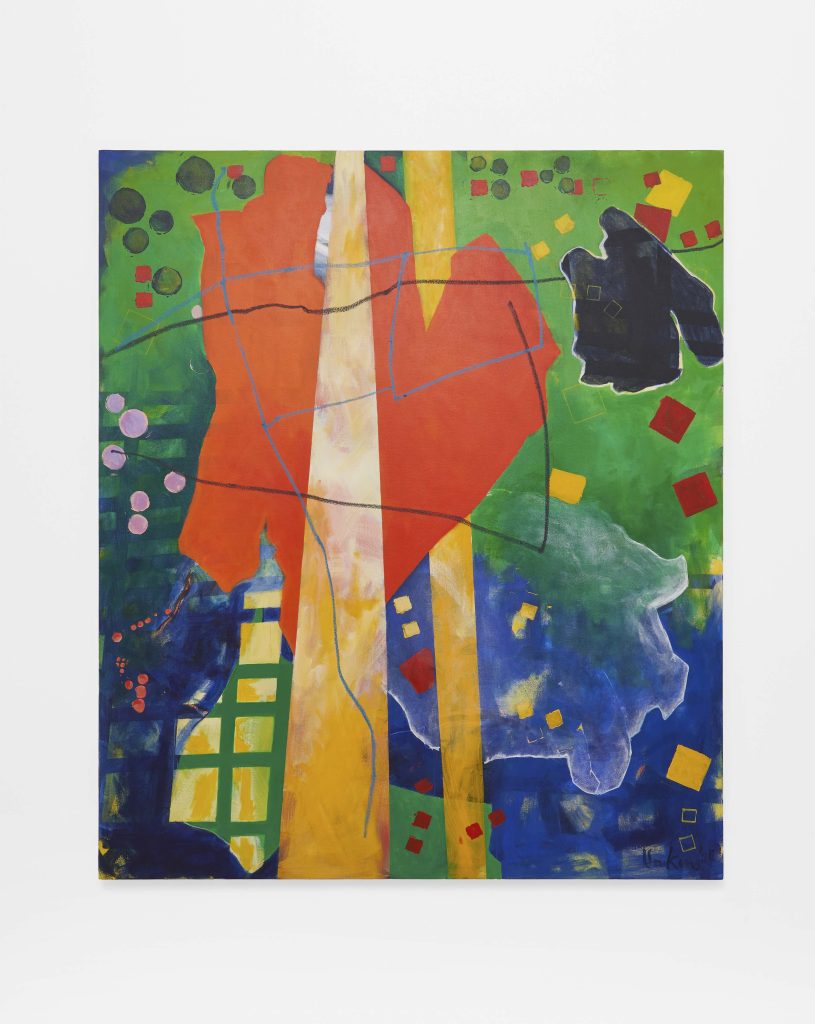 <i> Wander/Wonder: Maps Necessary for a Walk in 4 D, #4 </I>, 2004</br>
acrylic on canvas</br>
178 x 152.5 cm / 70 x 60 in