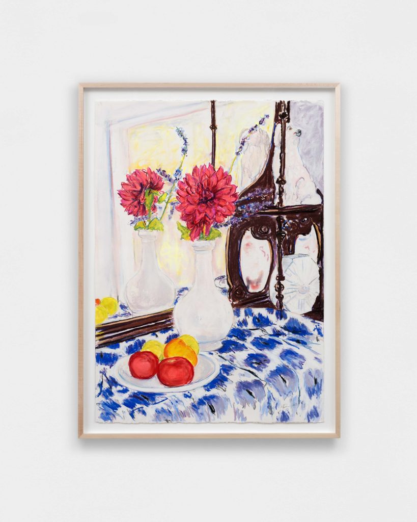<i>Madeline's Dahlias</i> 2015</br>
pastel on paper
118,1 x 86,7 cm / 46.5 x 34.1 in