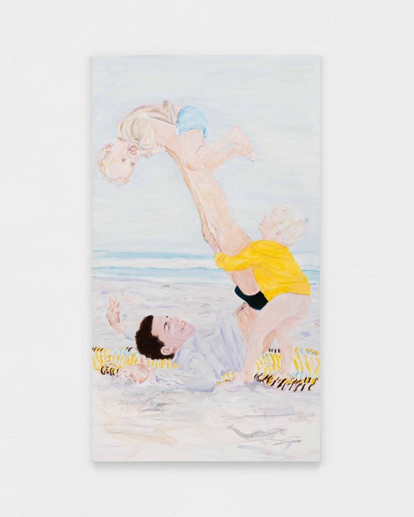 <i>Billy, Max, and Sam, August 1976</i> 2026</br>
oil on linen
182,9 x 101,6 cm / 72 x 40 in