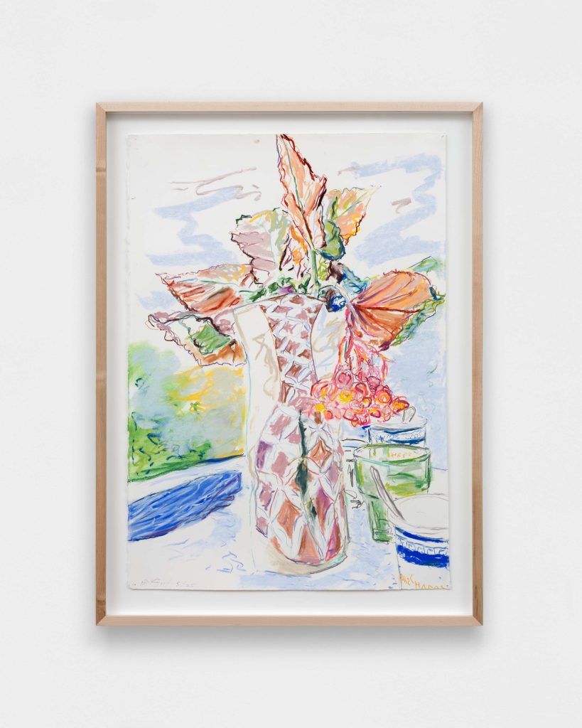 <i>Begonias and Greek Coffee Cup</i> 2025</br>
pastel on paper
86,7 x 63,5 cm / 34.1 x 25 in 