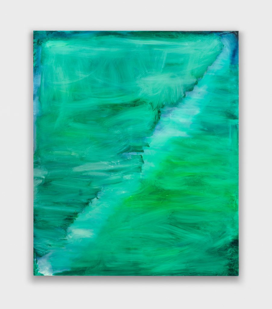 <i>Green Light #2</i>, 2025</br>
oil on canvas</br>
185,5 x 155 / 73 x 61 in>