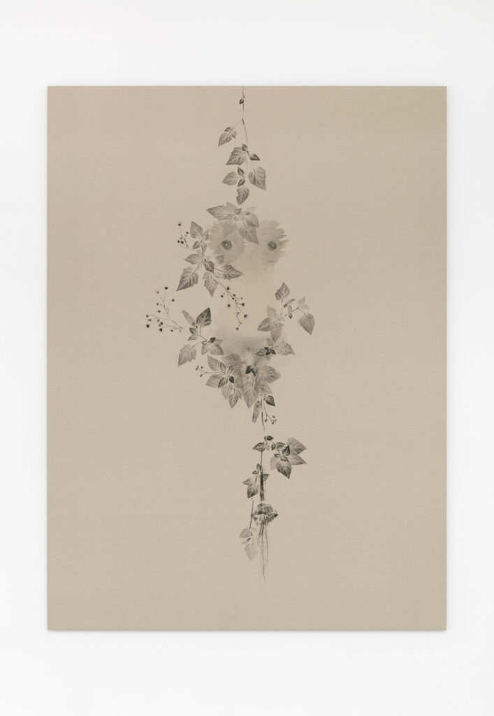 <i>Piante vagabonde: Datura innoxia, Arts District, Los Angeles</i>, 2026 </br>
oil-based printing ink on canvas</br>
203 x 149 x 5 cm / 79.9 x 58.7 x 2 in