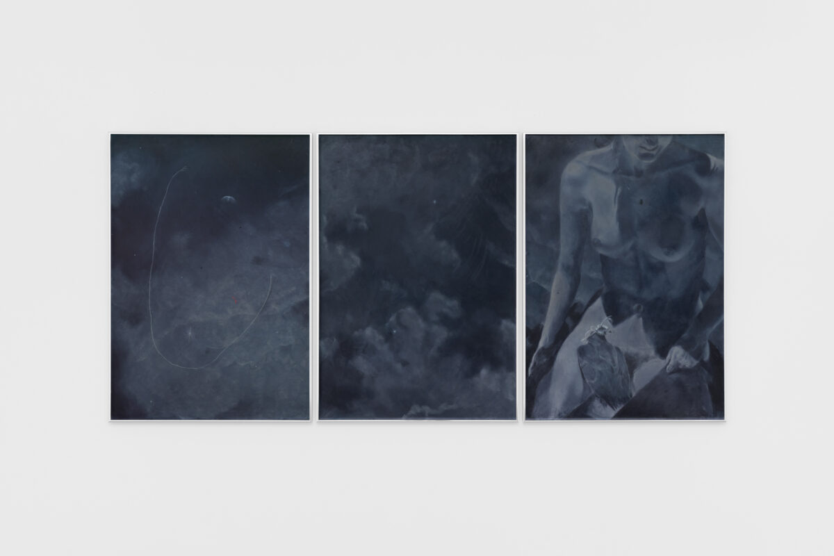 <i>untitled</i>, 2026 </br>
oil pastel on pastel paper</br>
triptych each: 101 x 70,5 x 3,5 cm / 39.8 x 27.8 x 1.4 in