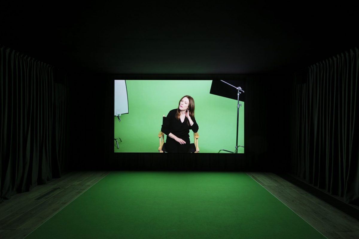 <i>love story</i>, 2016
</br>
7-Channel Installation: 7 Hard Drives Featuring Alec Baldwin and Julianne Moore
</br>Installation View, South African Pavilion, 57th Venice Biennale, Venice
</br>
Commissioned by the National Gallery of Victoria, Outset Germany + Medienboard Berlin-Brandenburg
>