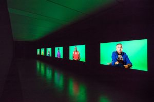 <i>love story</i>, 2016
</br>
7-Channel Installation: 7 Hard Drives Featuring Alec Baldwin and Julianne Moore
</br>Installation View, South African Pavilion, 57th Venice Biennale, Venice
</br>
Commissioned by the National Gallery of Victoria, Outset Germany + Medienboard Berlin-Brandenburg
