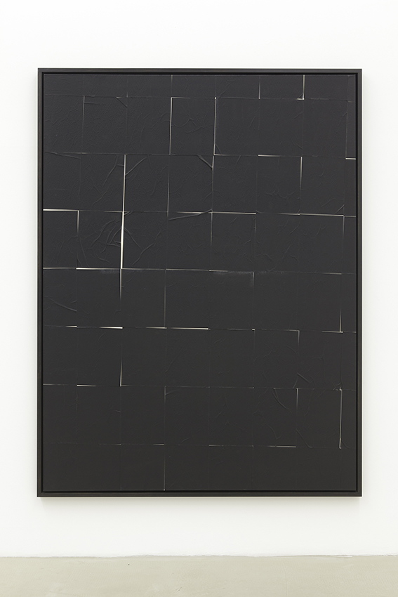 <i>sans titre xxiv</i>, 2012</br>black carbon paper mounted on canvas, wood frame</br>206 x 156 cm /81.1 x 61.4 in