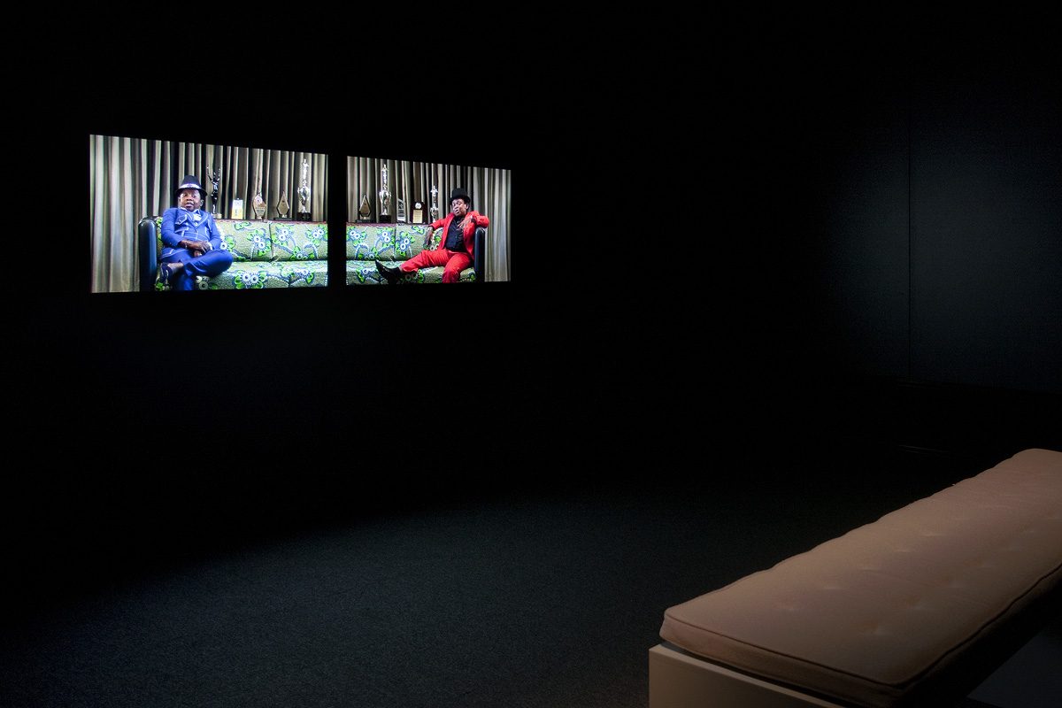 <I>The Interview</I> from <i>the woods</I> (triology), 2012
</br>
installation view, australian centre for the moving image, melbourne>
