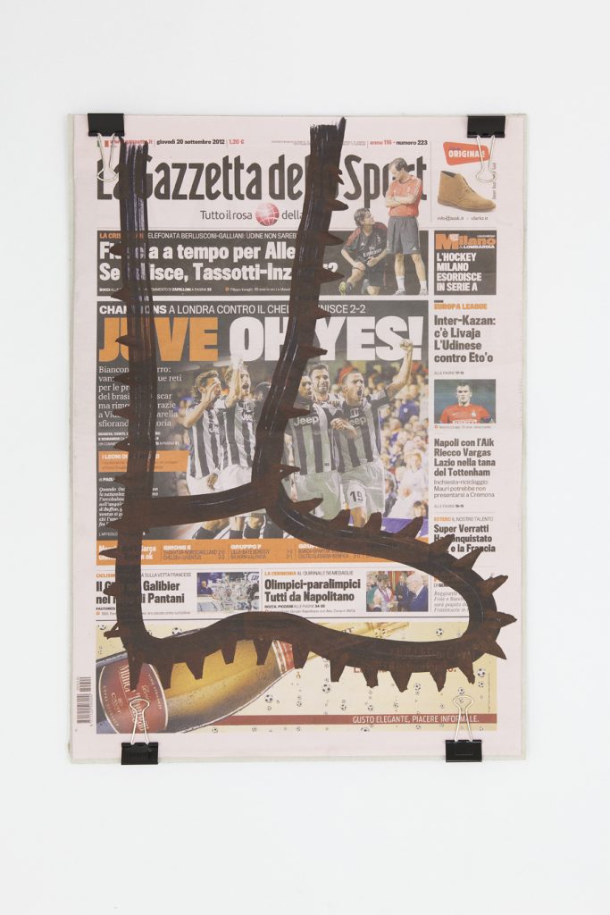 <i>la gazzetta dello sport (20.09.2012)</i>, 2012
</br>
molotov marker on paper, 
41 x 31,5 cm / 16.1 x 12.4 in>
