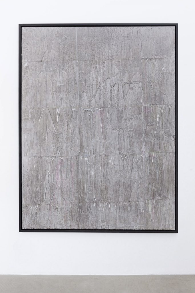 <i>there's tears / as long as there are crises in their own countries and desperation and despair, they will look to europe</i>, 2015</br>ink, blank newspaper on canvas, wooden frame</br>206 x 156 x 4,5 cm
