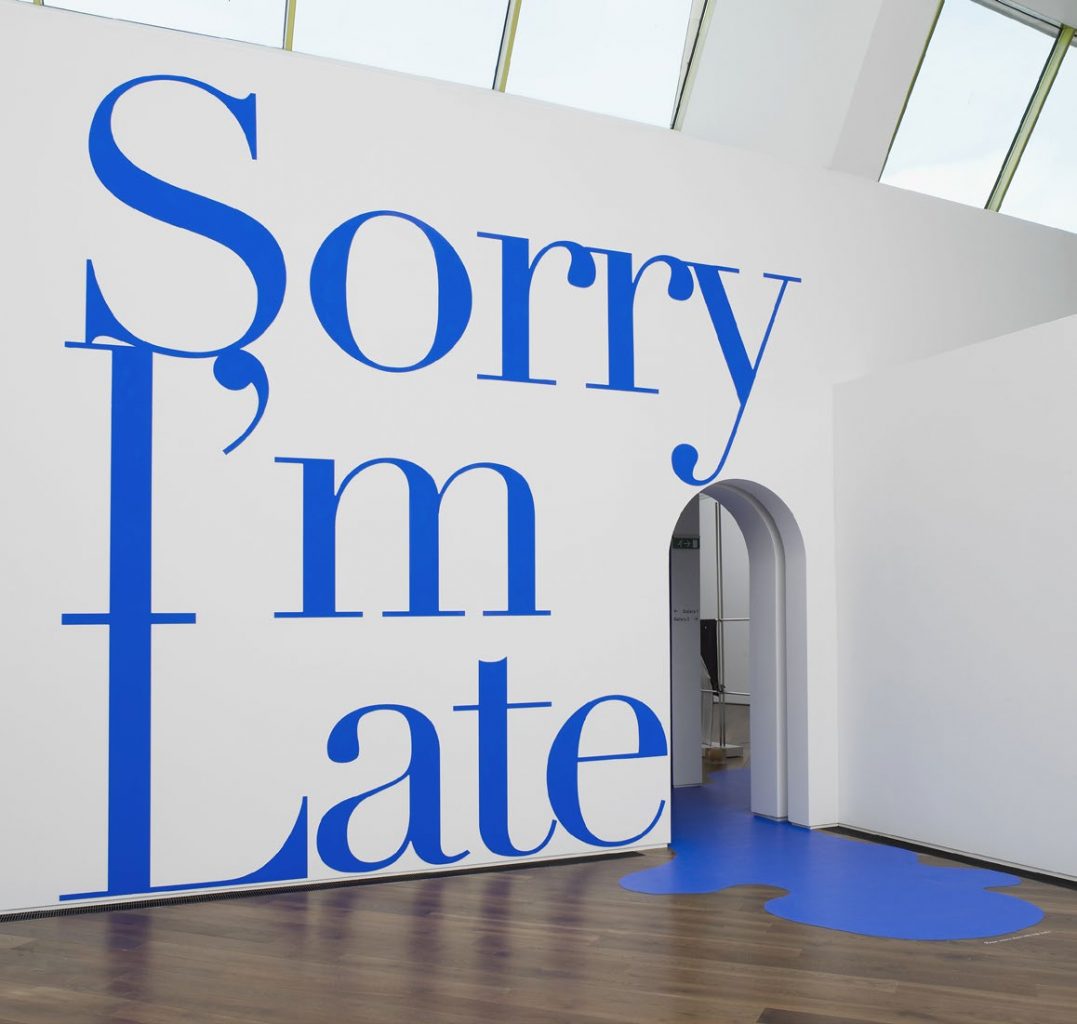 <i>sorry i'm late</i>, 2012 
</br>
installation view, firstsite, colchester
>