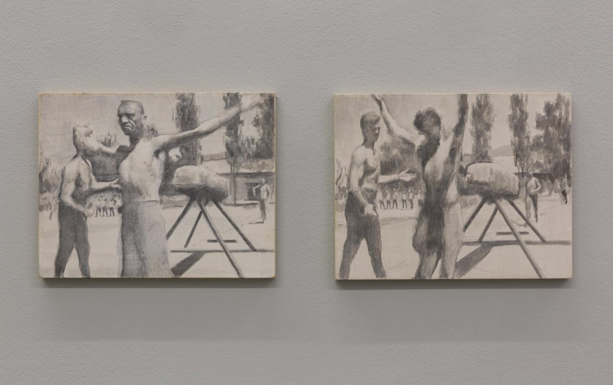 <i>a braccia aperte</i>, 2014
</br>
two acrylic paintings on wood, 25 x 32 cm / 9.8 x 12.6 in (each)>
