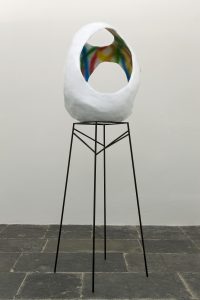 <i>open ends</i>, 2009
</br>
jesmonite, paper-machè, wire, spray painted steel stand
</br>
208 x 71 x 71 cm / 81.9 x 27.9 x 27.9 in