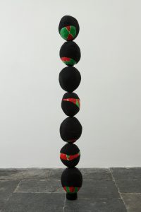 <i>women of the world</i>, 2009
</br>
glass beads, plaster bandage, polystyrene, acrylic paint
</br>
188 cm / 74 in, ø 26 / ø 10.2 in 