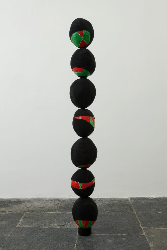 <i>women of the world</i>, 2009
</br>
glass beads, plaster bandage, polystyrene, acrylic paint
</br>
188 cm / 74 in, ø 26 / ø 10.2 in >