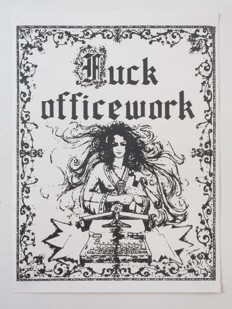 <i>fuck officework</i>, 2011
 </br>
graphite on paper , 76,2 x 56,5 cm / 30 x 22.2 in>