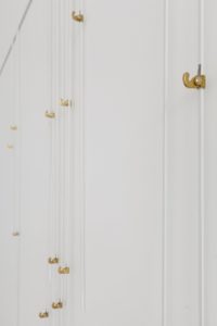 <i>morgenlied (iv)</i>, 2012
</br> 
steel, brass hooks, variable dimensions
