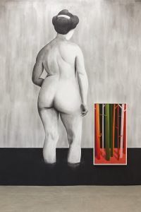 <i>valloton nude</i>, 2015
</br>
charcoal on wall, 480 x 435 cm / 189 x 171.2 in
