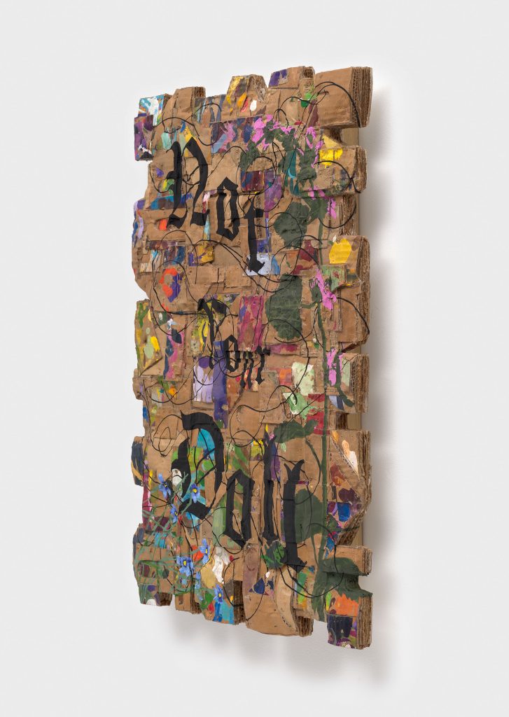 <i>Not Your Doll </br></i>, 2025 </br>
acrylic on cardboard</br>
77,5 x 57 x 7,5 cm / 30.5 x 22.5 x 3 in>