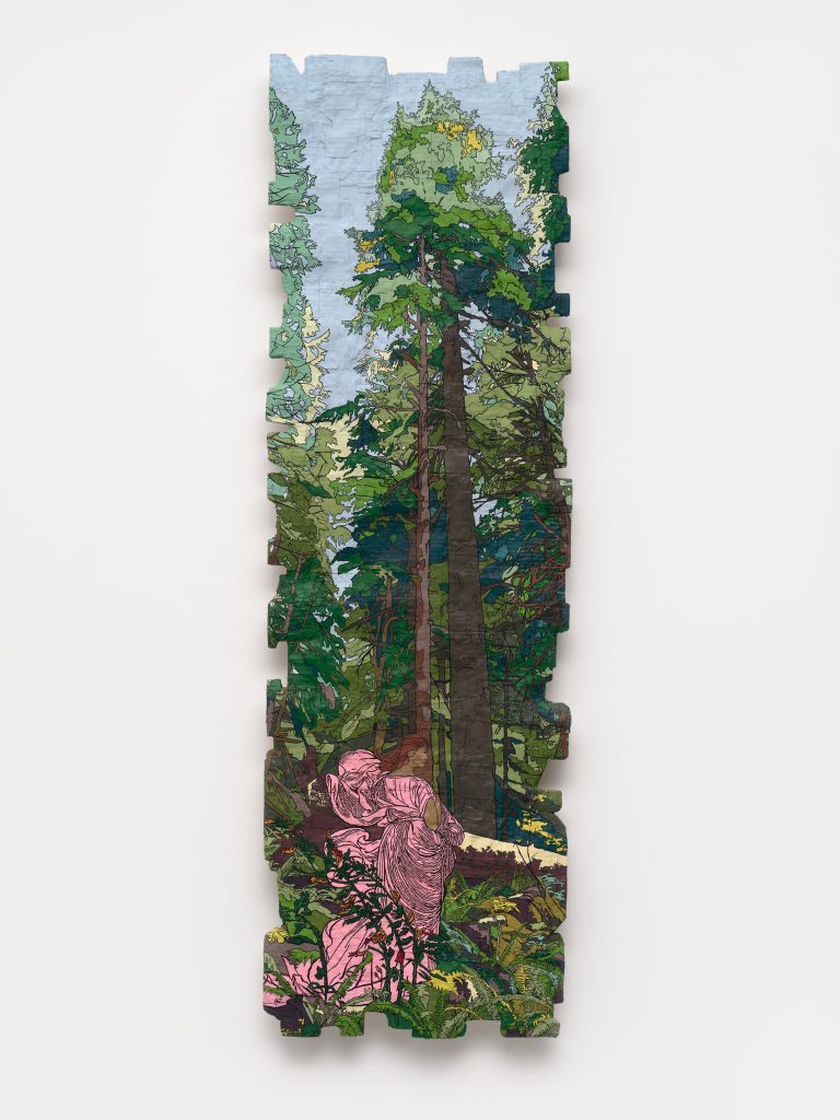 <i>Not a Demand But a Seed (Figure Inspired by Frederick Sandys, Yet She Was All So Queenly in Her Woe, 1866)</i>, 2026 </br>
acrylic on cardboard</br>
77,5 x 57 x 7,5 cm / 30.5 x 22.5 x 3 in>