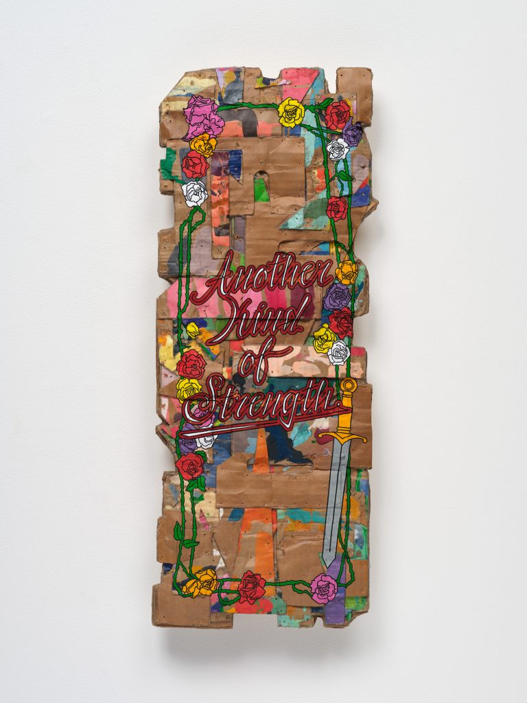 <i> Another Kind of Strength</i>, 2022 </br>
acrylic on cardboard</br>
66 x 25,4 cm / 26 x 10 in>