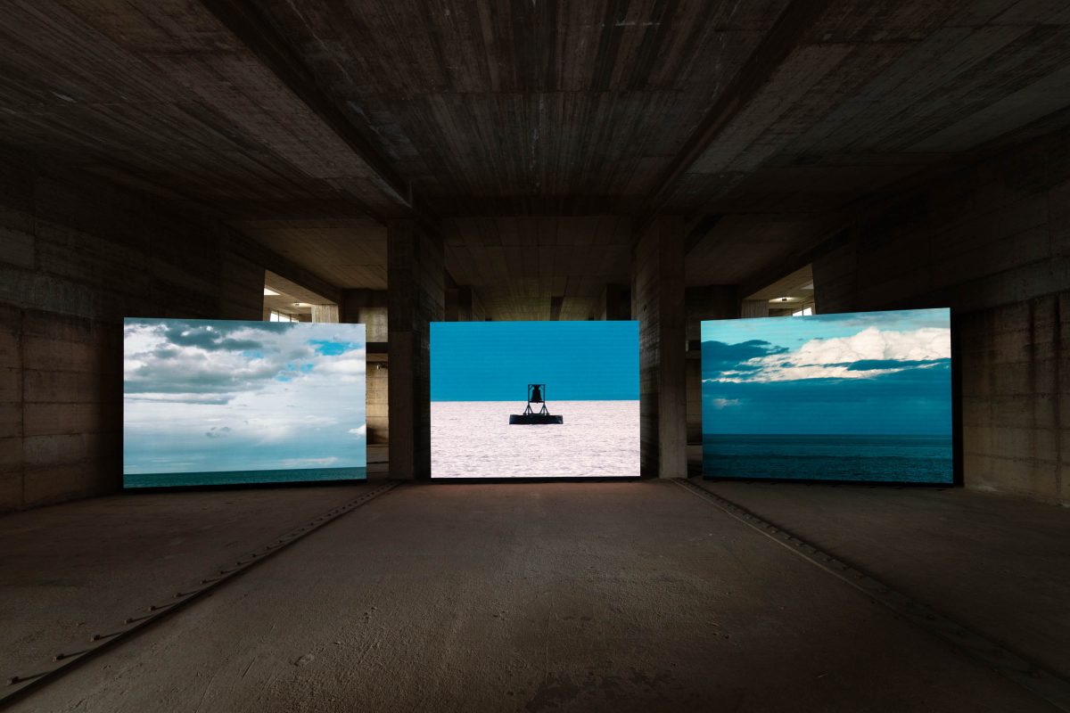 <i>The Bell tolls upon the waves</i>, 2026
</br> 
installation view, Teatro di Pietro Consagra, Gibellina>
