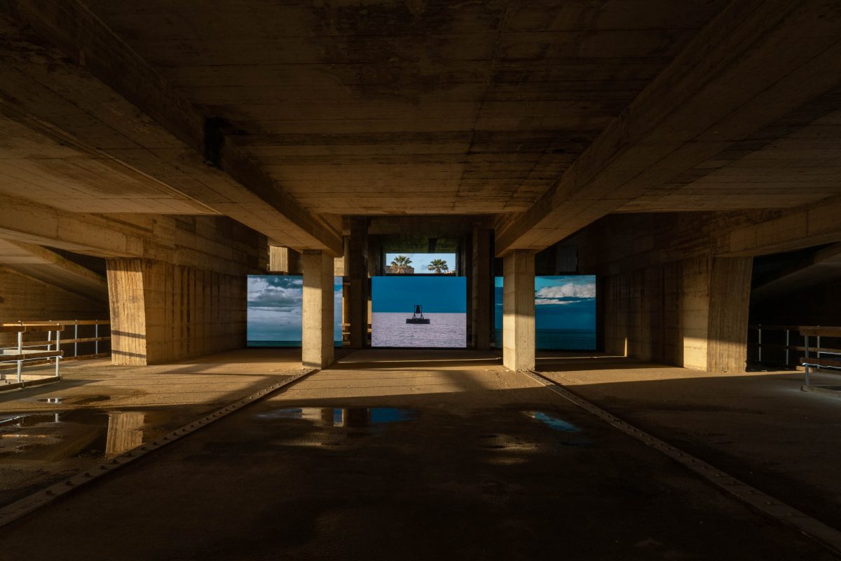 <i>The Bell tolls upon the waves</i>, 2026
</br> 
installation view, Teatro di Pietro Consagra, Gibellina>
