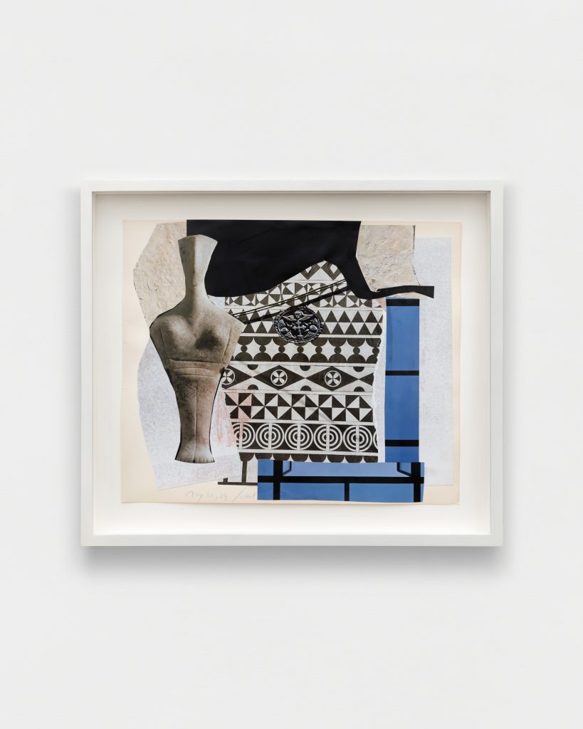 <i>May in Greece (9)</i>, 2025
</br>
collage on cardboard</br>37 x 44 cm / 14.5 x 17.2 in