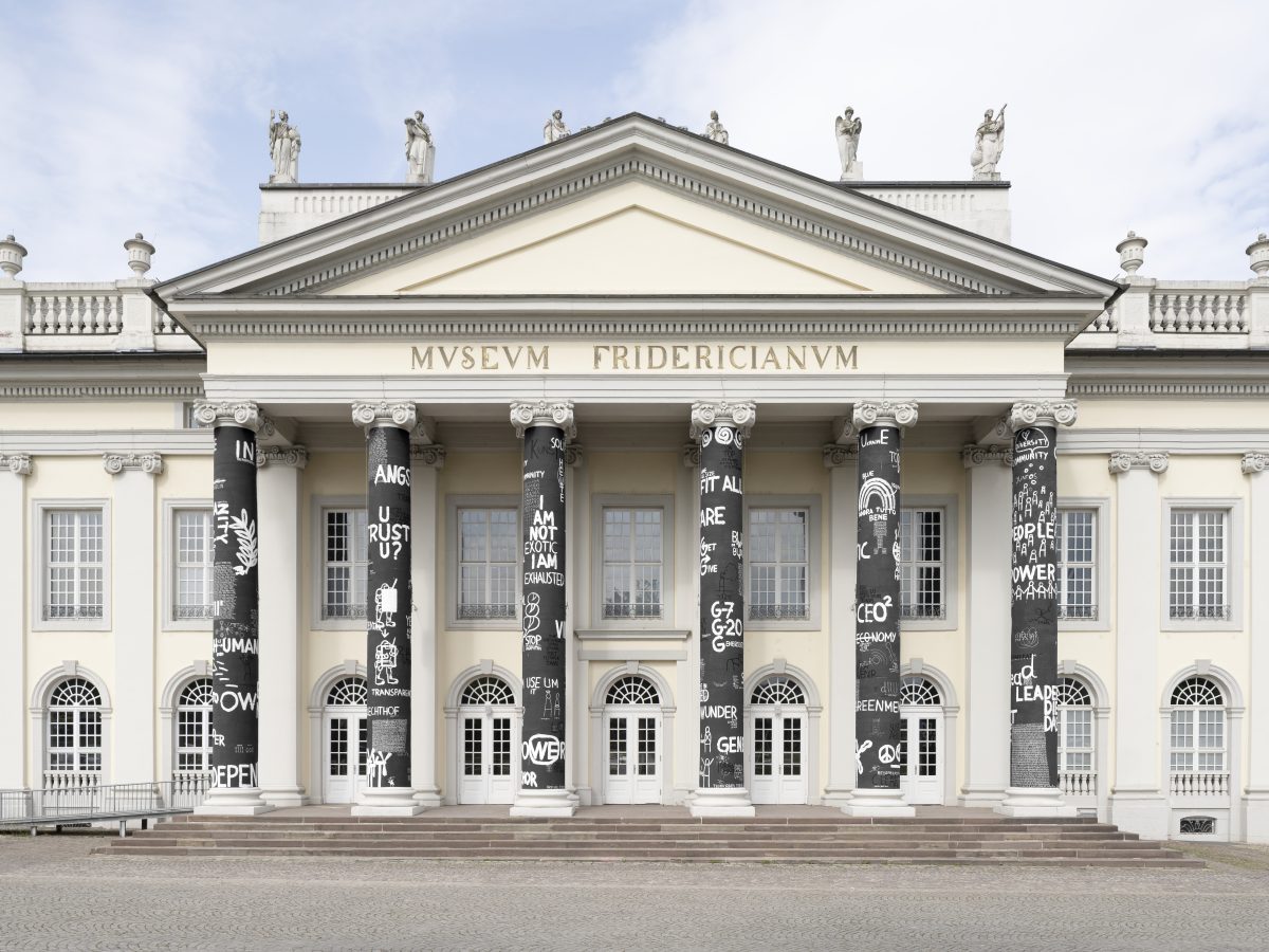 <I>documenta fifteen: Dan Perjovschi, Generosity, Regeneration, Transparency, </br> Independence, Sufficiency, Local Anchor and most of all Humor</I>, 2022</br> installation view,
Fridericianum>