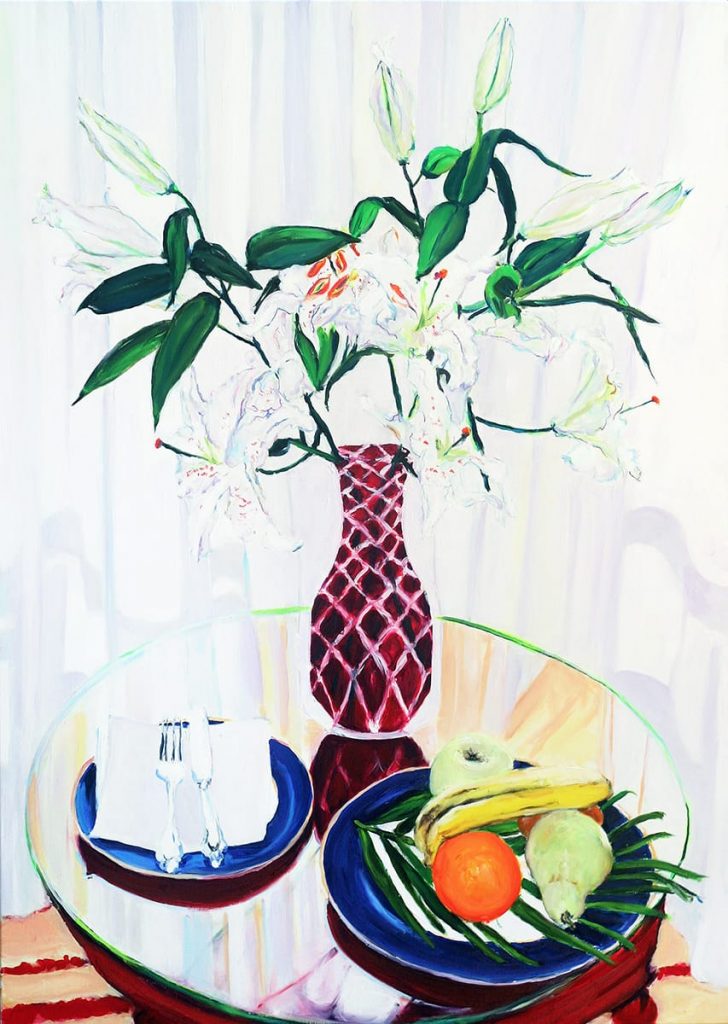 <i>madrid lilies</I>, 2010
</br>
oil on linen, 105 x 75 cm / 42.8 x 30.2 in >