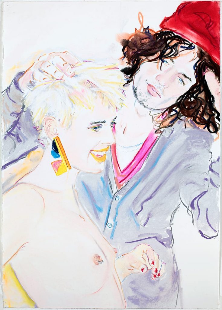 <i>agyness & teddy</I>, 2008
</br>
pastel on paper, 76,2 x 53,3 cm / 30 x 21 in>