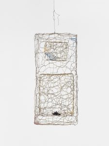<i>an allegory of air, pile of flies</i>, 2019 
</br>
wire, mixed media
</br>
86,4 x 43,2 x 43,2 cm / 34 x 17 x 17 in