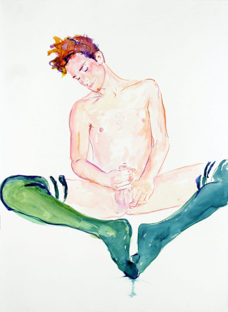 <I>john green socks # 1</I>, 2010
</br>
watercolor on paper, 76,2 x 55,8 cm / 30 x 22 in>