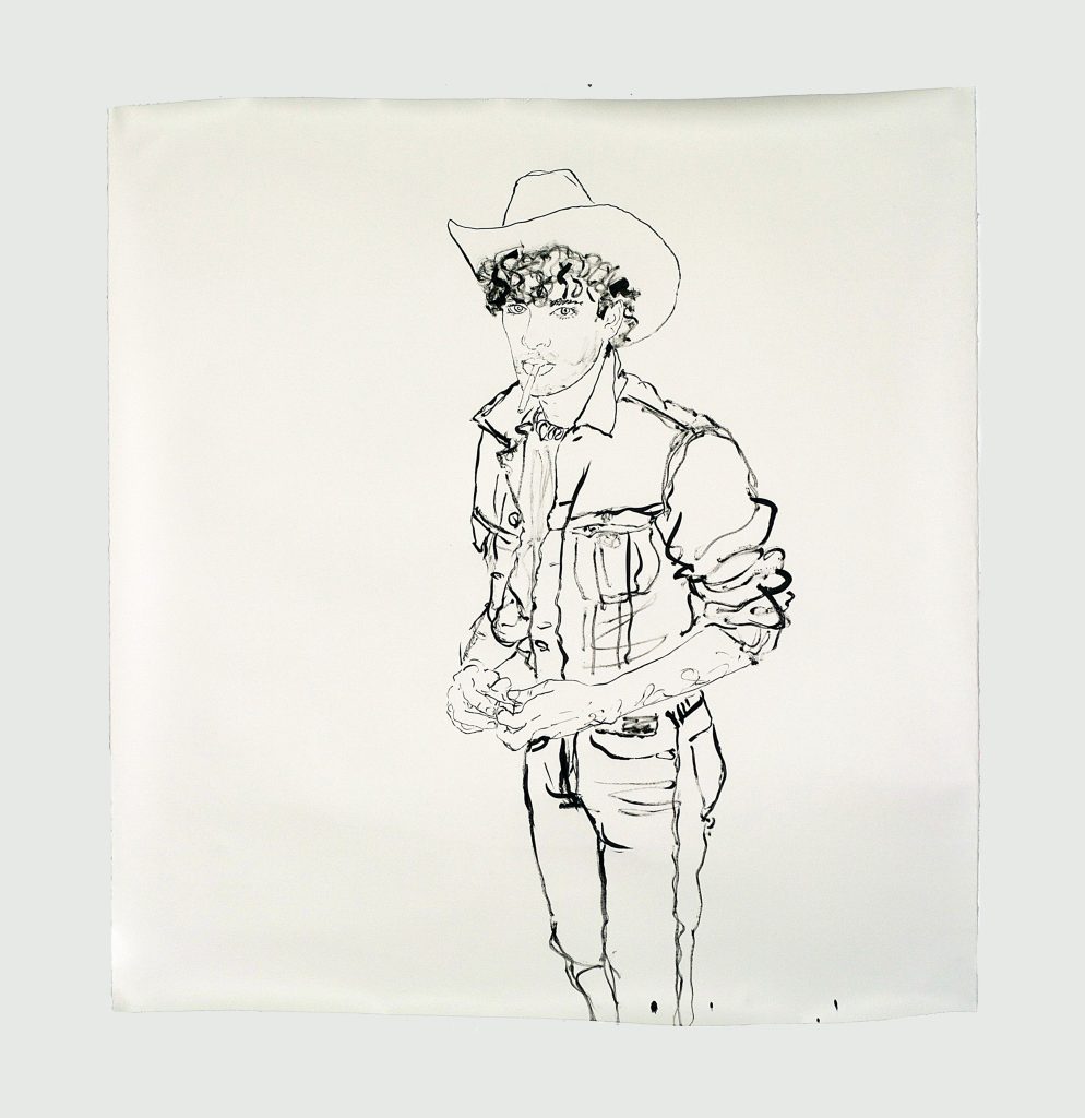 Billy Sullivan, <i> Louie 1980</i>, 2008 </br> brush & ink on paper,</br> 142,2 x 132,1 cm / 56 x 52 in>