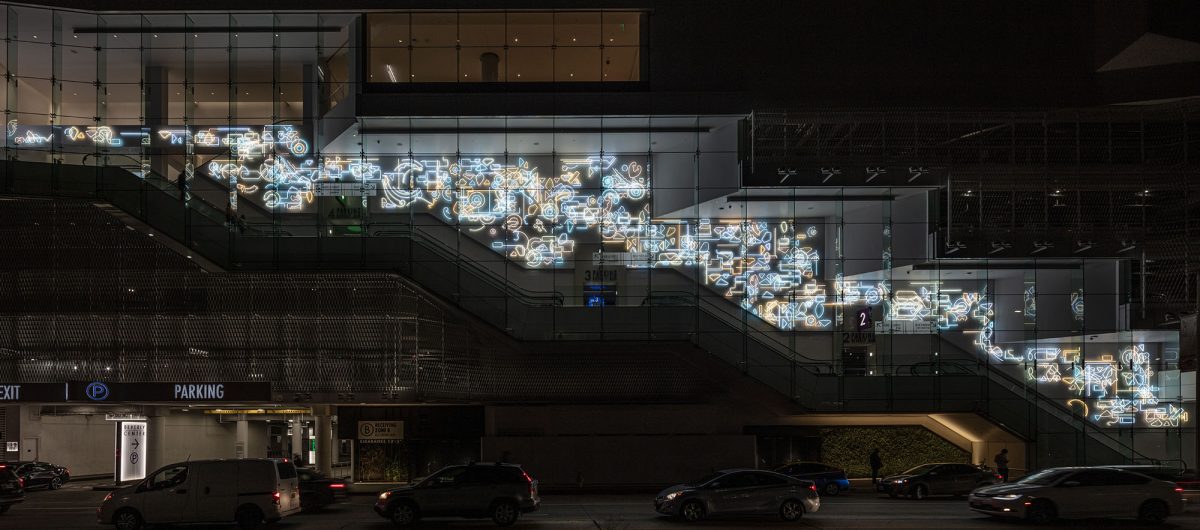 <i>day for night for day</i>, 2019 
</br>
installation view, Beverly Center, Los Angeles>