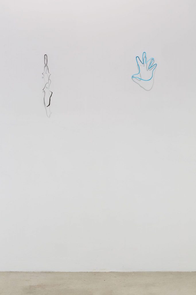 <i>right hand and left hand</i>, 2017</br>paper</br> 26 x 14 x 0.5 cm / 10.2 x 5.5 x 0.2 in (left)</br>23,5 x 23,5 x 0.5 cm / 9.2 x 9.2 x 0.2 in (right)