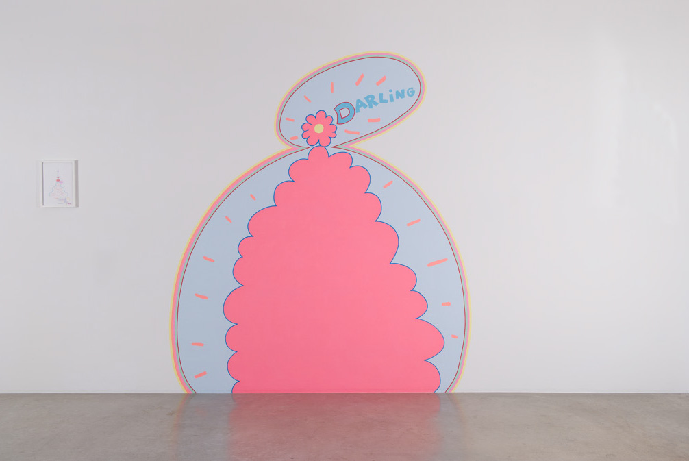 <i>darling</i>, 1992
</br>
acrylic paint on wall, variable dimensions, height 250 cm / 98.4 in >