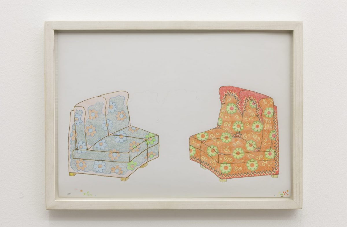 <i>armchairs</i>, 1997
</br>
colored pencil on paper, 24 x 32 cm / 9.4 x 12.5 in >