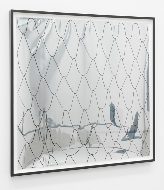 <i>no title (net on mirror foil 3)</i>, 2014</br>
drawing on reflective paper</br>65 x 65 cm / 25,2 x 25,2 in
