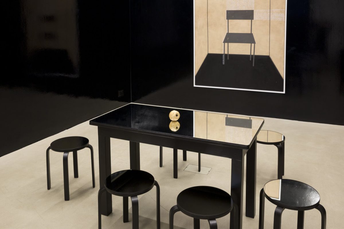 thomas zipp, untitled, 2013
one table, six chairs, one sculpture, wood, mirror, variable dimensions
