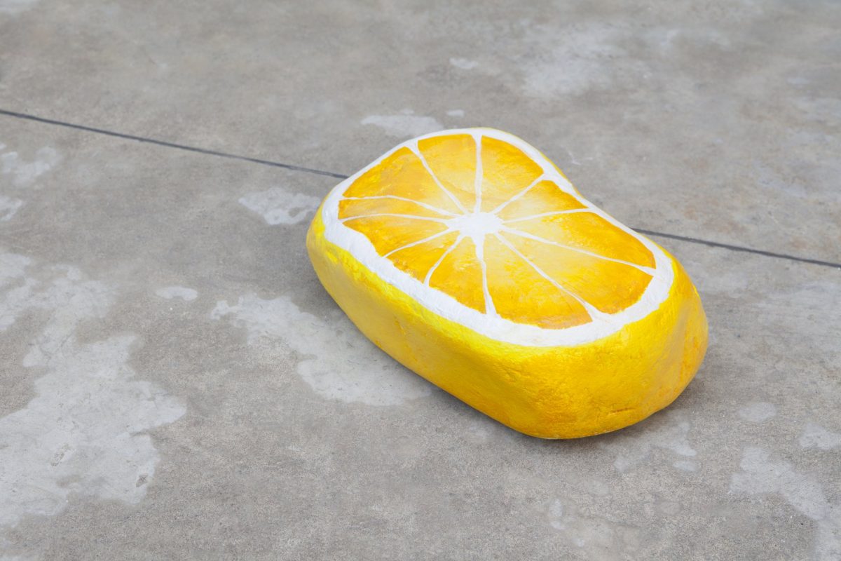 nicolas party, blakam’s stone (lemon), 2015
acrylic on stone, 8 x 24 x 16 cm