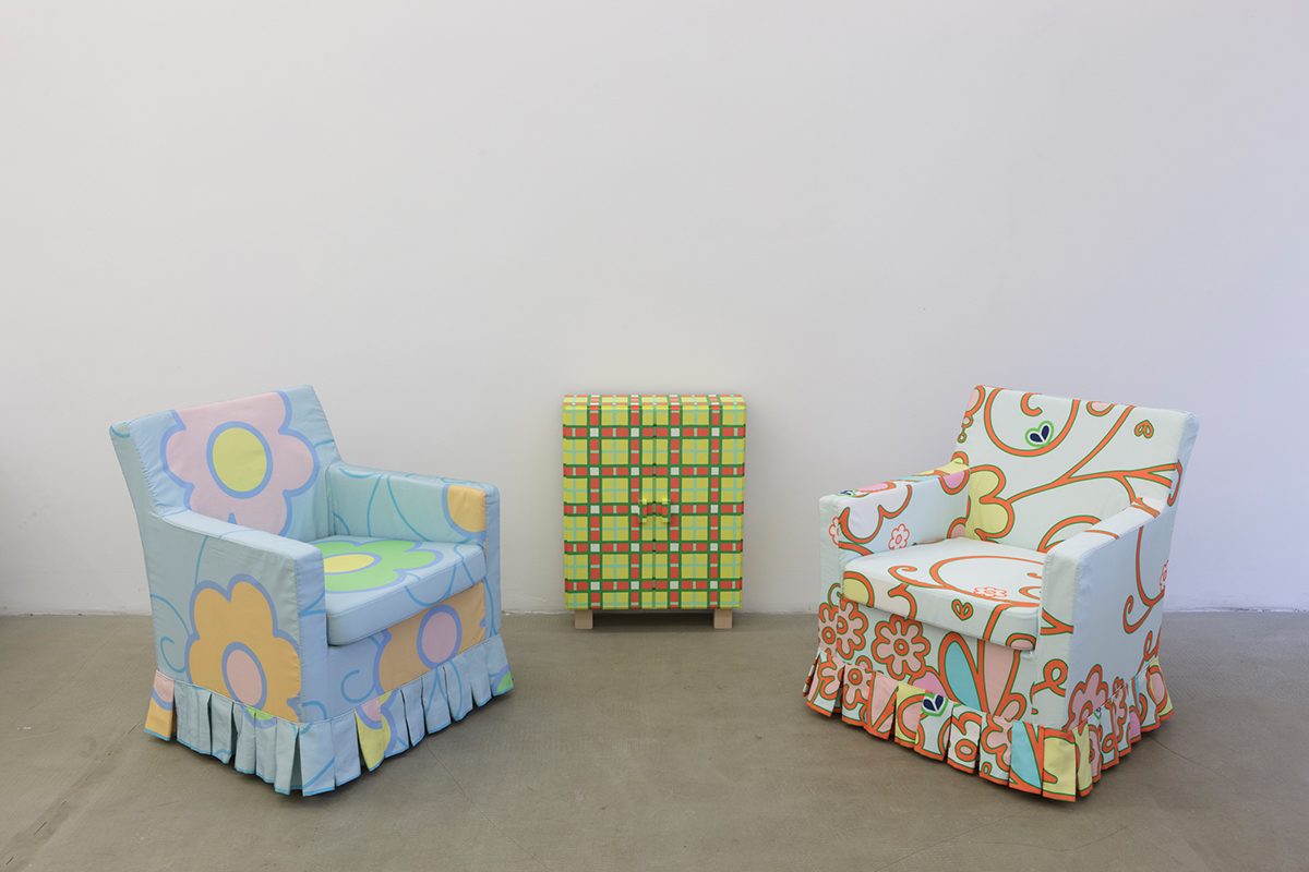 lily van der stokker, red yellow closet with armchairs, 2012
mixed media, installation size: 287 x 80 x 115 cm