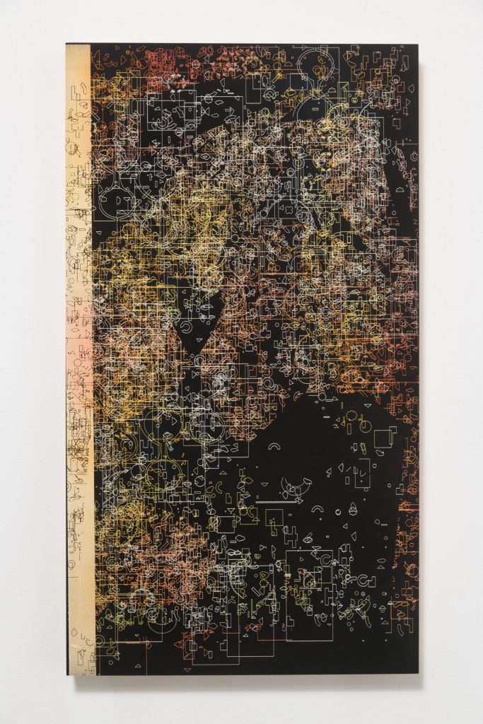 pae white, untitled, 2014
carving: clay and ink on wood 45 x 81 cm