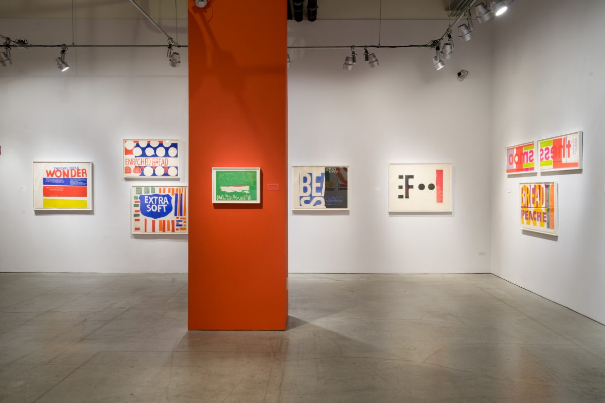 <i>Someday Is Now: The Art of Corita Kent</i>, 2015
</br> 
installation view, Pasadena Museum of California Art, Pasadena>