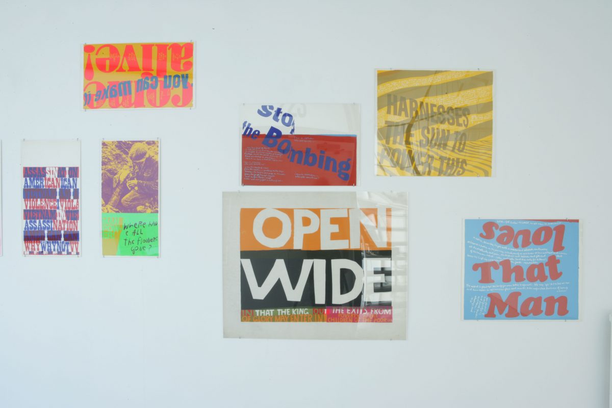 <i>Sister Corita: Works from the 1960s</i>, 2006
</br>
installation view, Between Bridges, London>