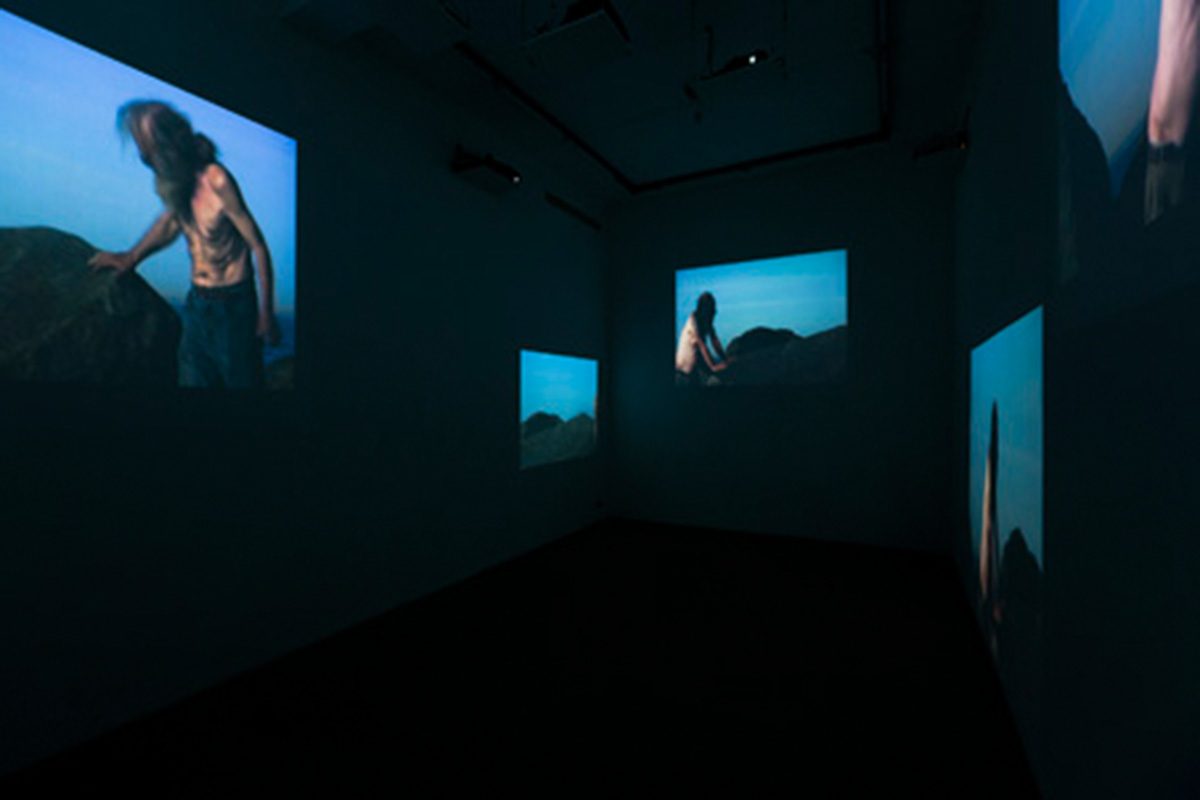 <i>hipnostasis</i> (in collaboration with raymond pettibon), 2009 </br>
six-channel video installation</br>6'59''