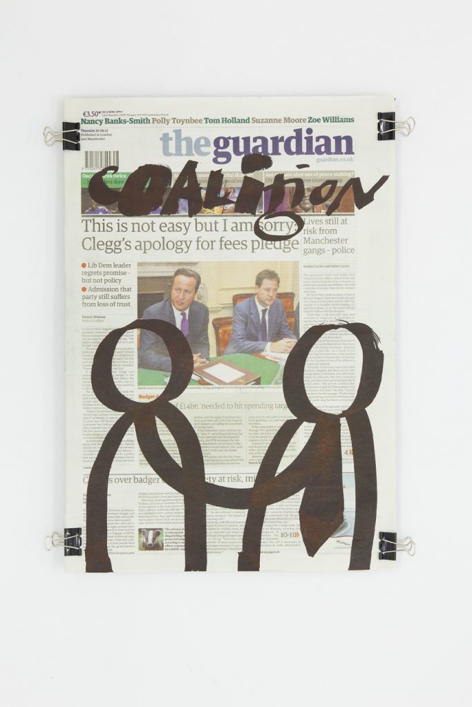 Dan Perjovschi, <i>The Guardian (20.09.2012)</i>, 2012
</br>
molotov marker on paper
</br>
49,5 x 36,5 x 3,5 cm / 19.5 x 14.4 x 1.4 in (framed)