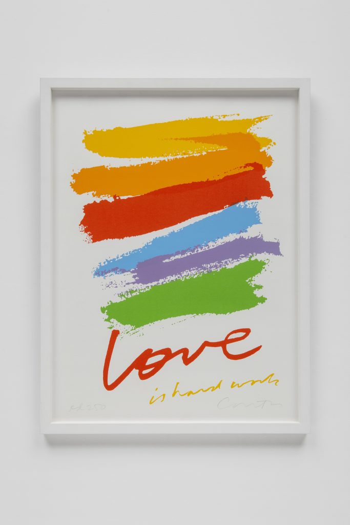 <I>Love is Hard Work</I>, 1985
</br>
screenprint, 
61 x 45,7 cm / 24 x 18 in>