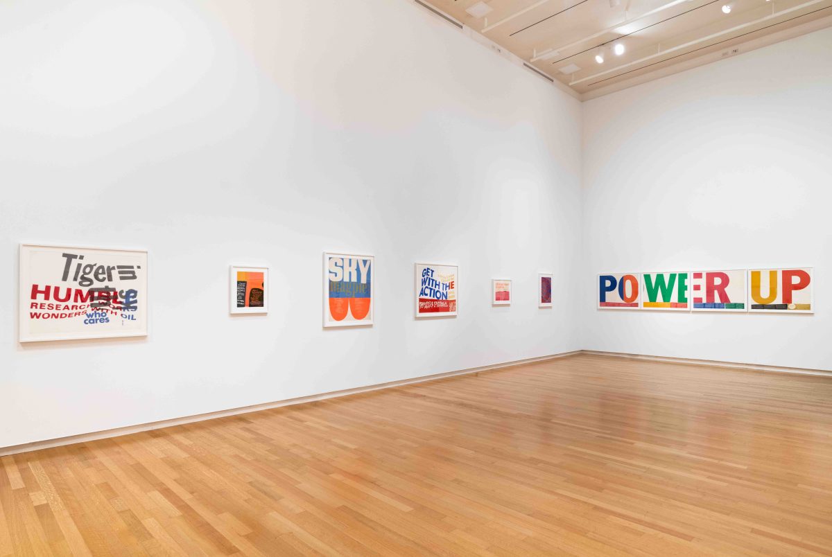 <i>WE CARE: WORKS BY CORITA KENT</i>, 2022
</br> installation view, Silber Art Gallery | Goucher College, Baltimore>