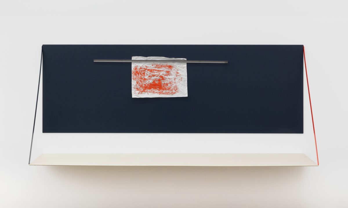 <i>untitled</I>, 2020
</br>
steel, powder coated, paint on paper, 105 x 234 x 58 cm / 41.3 x 92.1 x 22.8 in