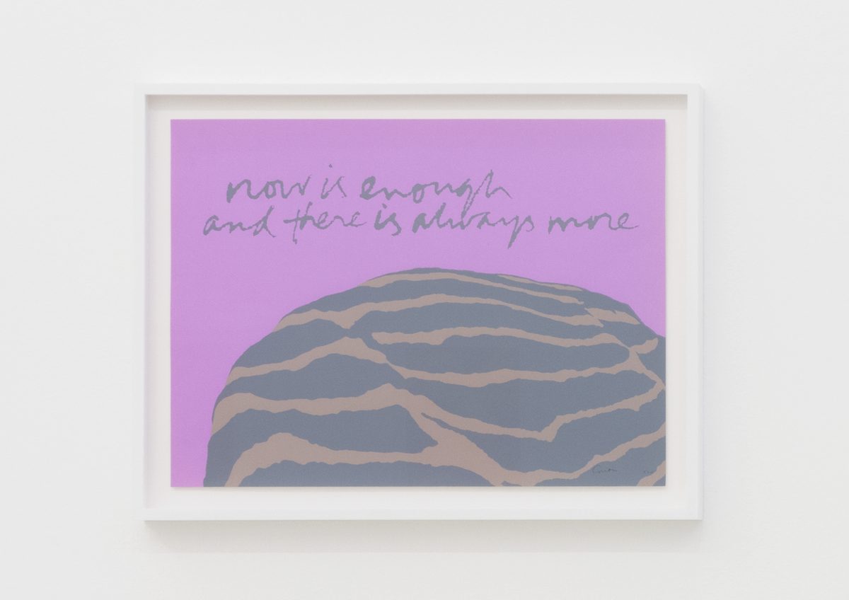 <I>now is enough - shell writing #8</I>, 1976
</br>
screenprint</br>
50 x 63,5 x 4 cm / 19.6 x 25 x 1.5 in (framed)